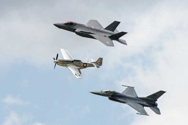 US Air Force Heritage Flight, New York Air Show, 01-07-2017, F-35, F-16, P-51 (Sean Sweeney)